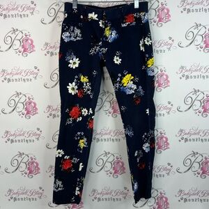Banana Republic pants flowers navy red Floral Skinny Jeans - Multicolor